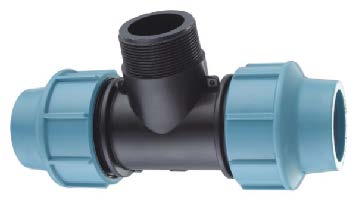 Irrigation Brass Thread PP Male Tee Light Blue Тройник с латунной резьбой для ирригации, полипропиленовая муфта, светло-синий