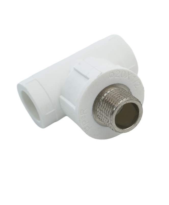 Тройник из полипропилена с наружной резьбой для водопровода, питьевой воды