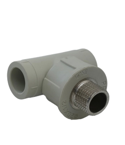 Тройник из полипропилена с наружной резьбой для водопровода, питьевой воды