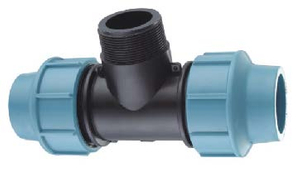 Тройник с латунной резьбой для ирригации, полипропиленовая муфта, светло-синий